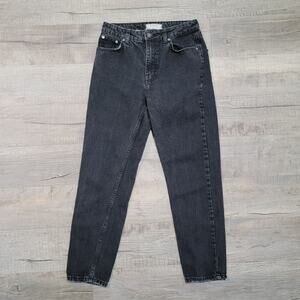 Free People Straight Leg Slouchy Relaxed Fit Denim Jeans Size 27 Black Ankle